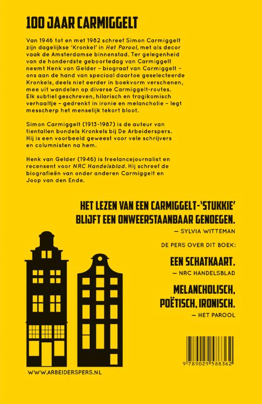Achterkant van Dwalen door Amsterdam met S. Carmiggelt