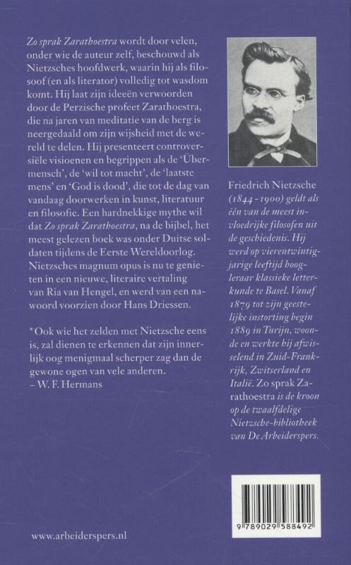 Achterkant van Zo sprak Zarathoestra