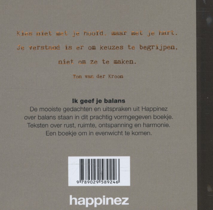Achterkant van Ik geef je balans