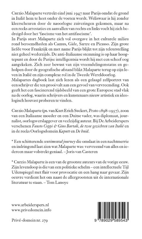 Achterkant van Dagboek van een vreemdeling in Parijs