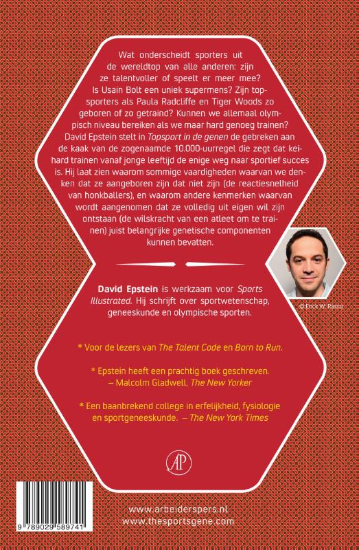 Achterkant van Topsport in de genen