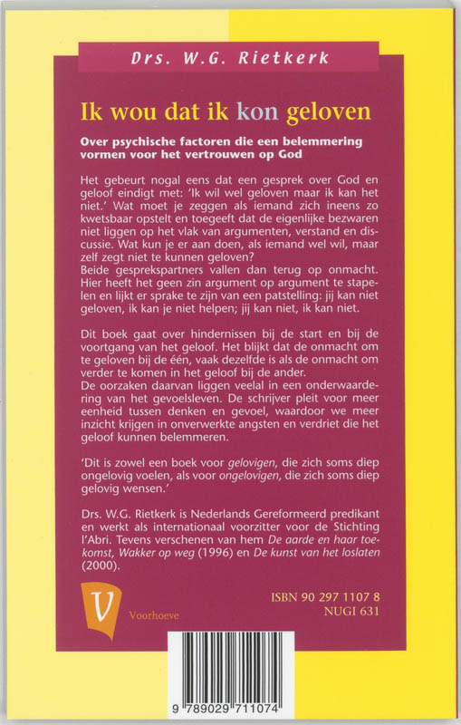 Achterkant van Ik wou dat ik kon geloven