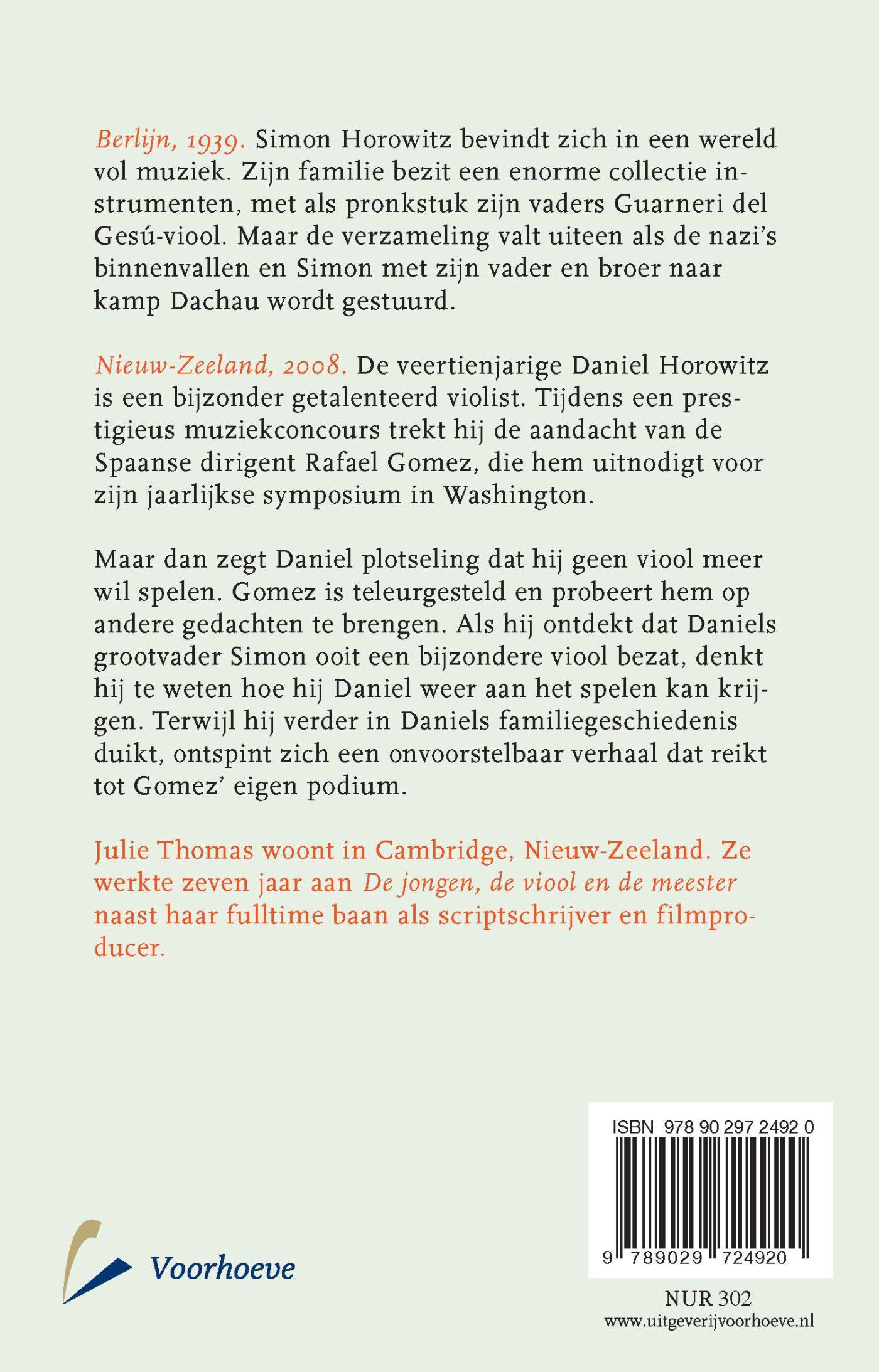 Achterkant van De jongen, de viool en de meester