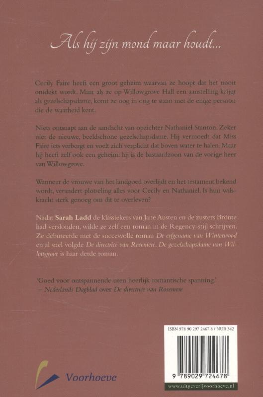 Achterkant van De gezelschapsdame van Willowgrove