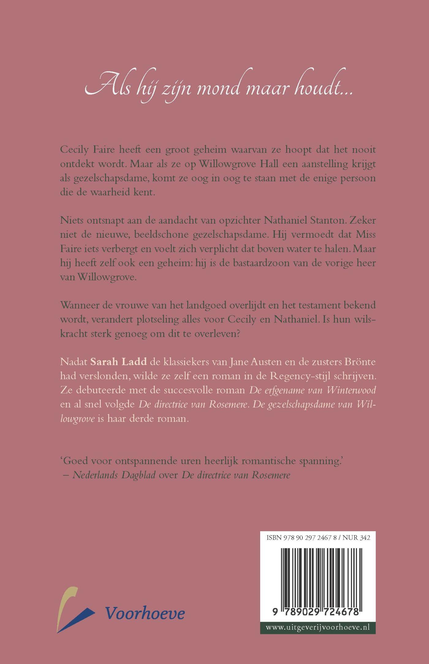 Achterkant van De gezelschapsdame van Willowgrove