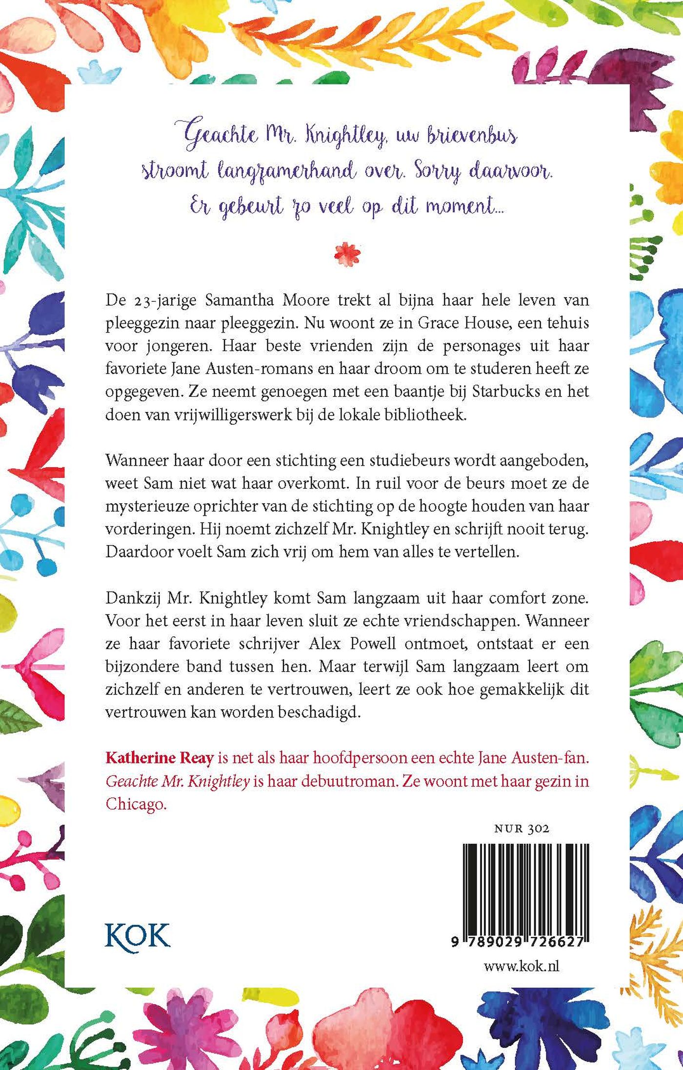 Achterkant van Geachte Mr. Knightley