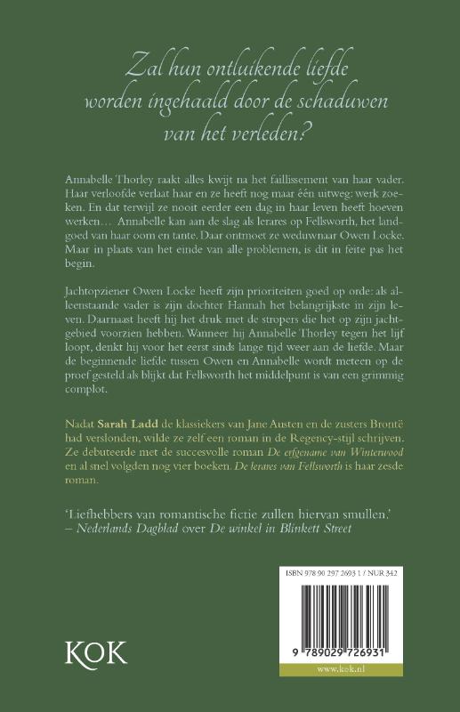 Achterkant van De lerares van Fellsworth