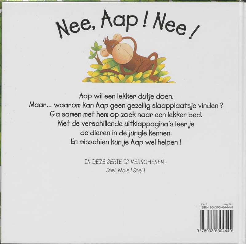 Achterkant van Nee, Aap! Nee!