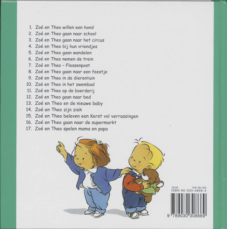 Achterkant van Zoe en Theo spelen mama en papa