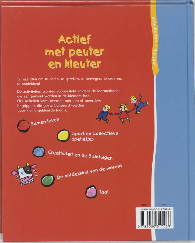 Achterkant van Actief met peuter en kleuter