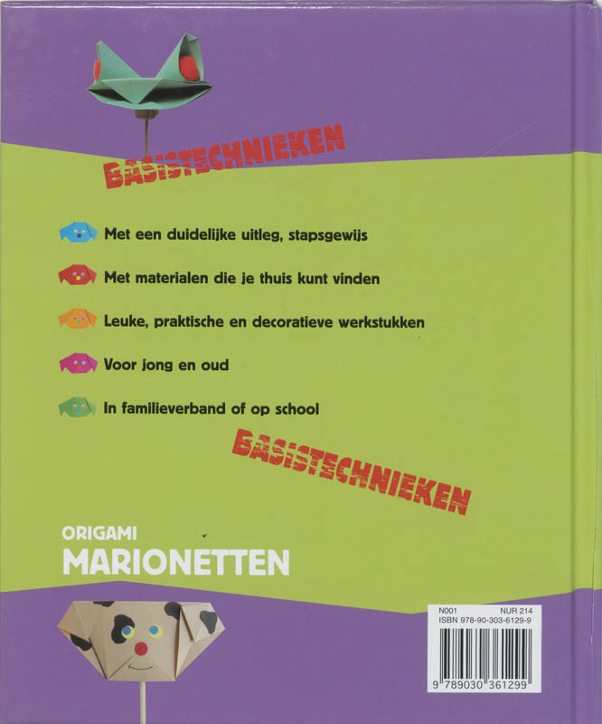 Achterkant van Marionetten in origami