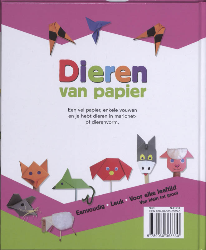Achterkant van Dieren van papier