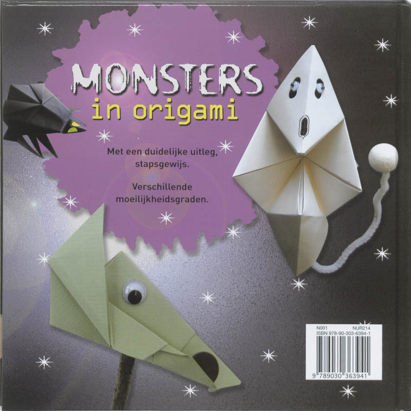 Achterkant van Monsters in origami