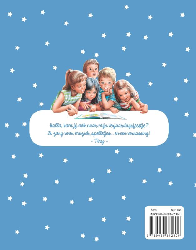 Achterkant van Tiny is jarig