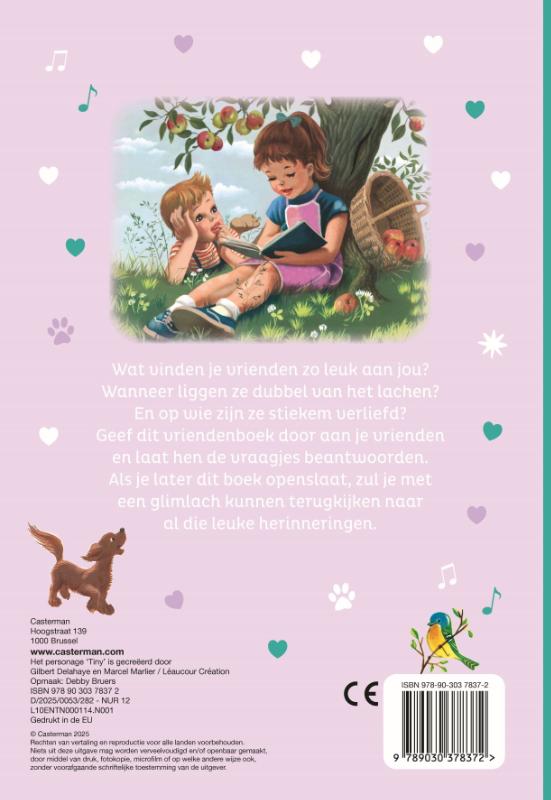 Achterkant van Tiny Vriendenboek
