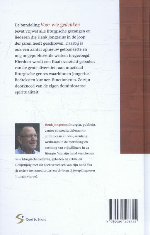 Achterkant van Voor wie gedenken