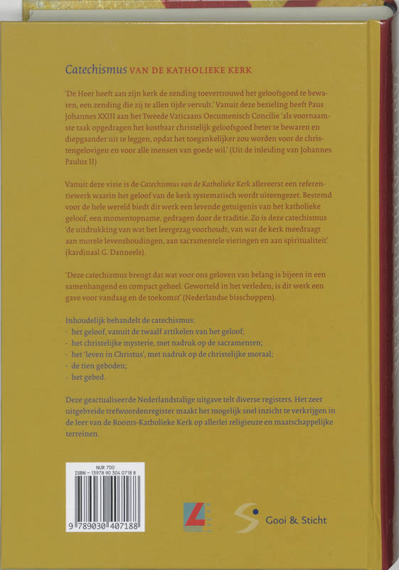 Achterkant van Catechismus van de Katholieke Kerk
