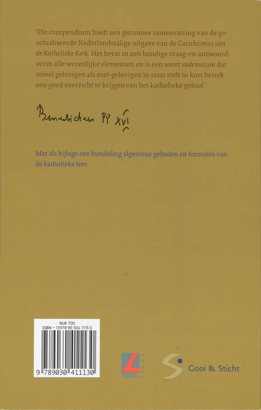 Achterkant van Compendium van de Catechismus van de katholieke kerk