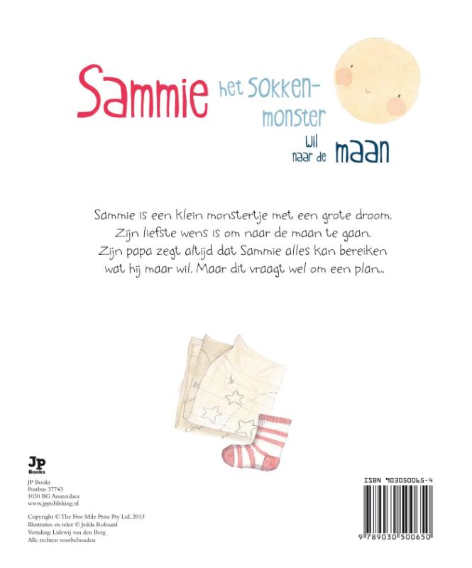 Achterkant van Sammie het sokkenmonster
