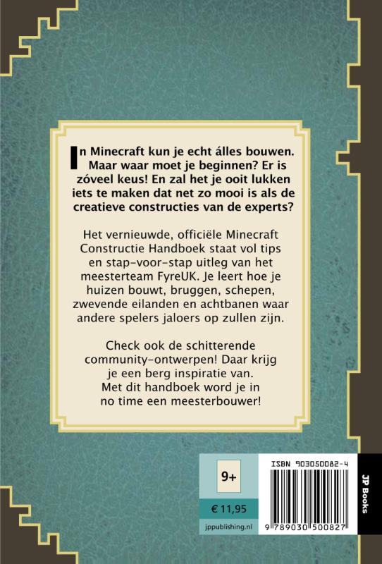 Achterkant van Minecraft constructie handboek