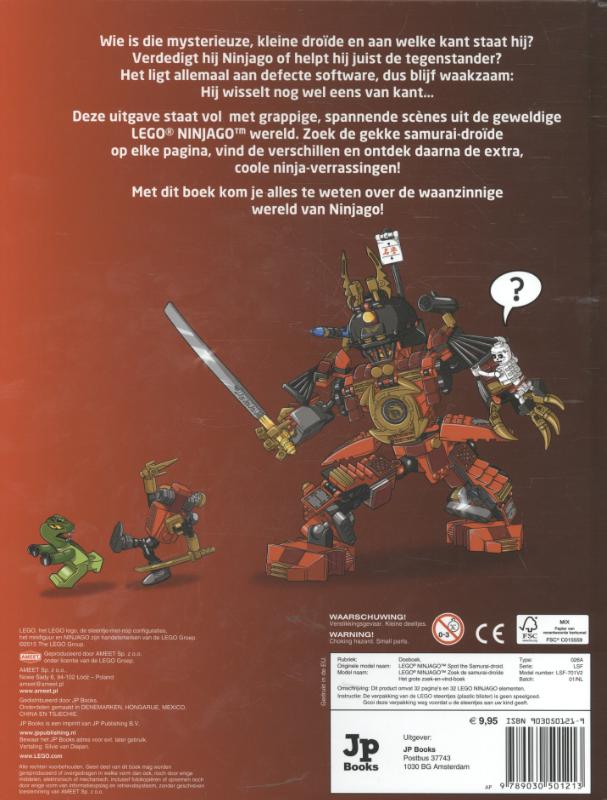 Achterkant van Zoek de Samurai-droïde