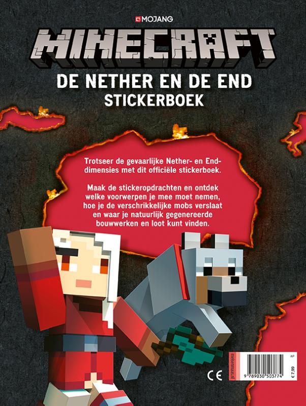 Achterkant van De Nether & de End Stickerboek