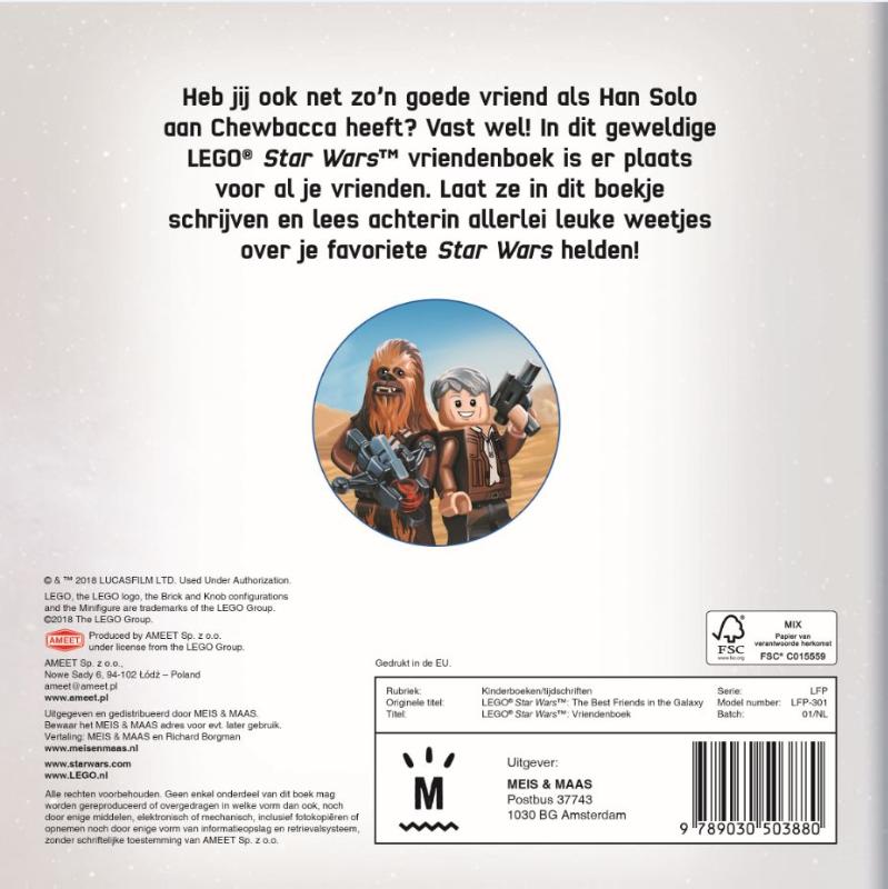 Achterkant van Lego Star Wars Vriendenboek