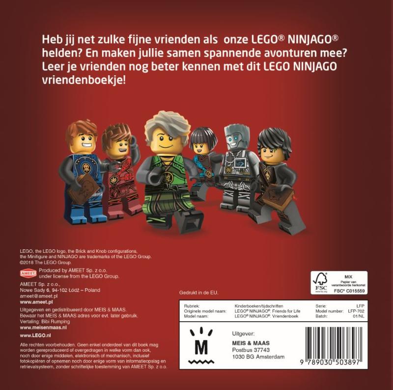 Achterkant van LEGO NINJAGO Vriendenboekje