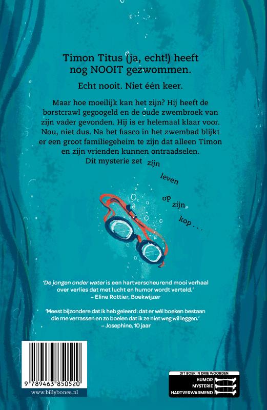 Achterkant van De jongen onder water