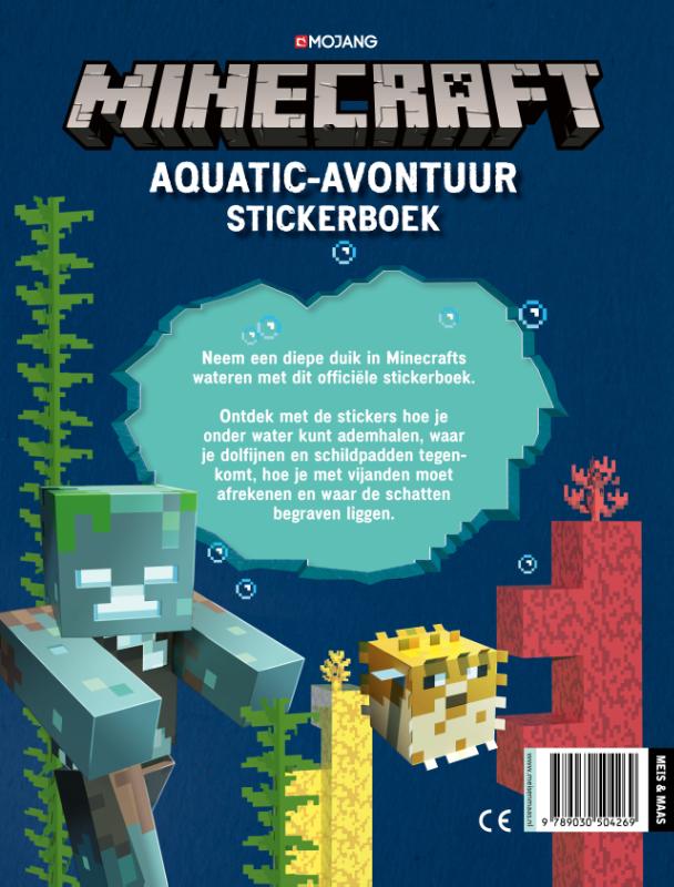 Achterkant van Minecraft Aquatic Survival stickerboek