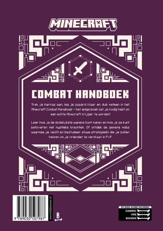 Achterkant van Minecraft Combat Handboek