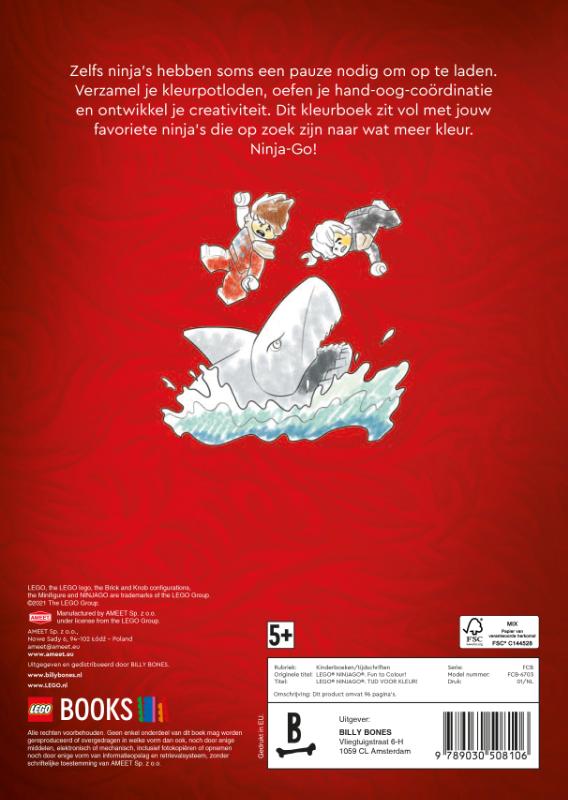 Achterkant van Lego Ninjago Legacy Tijd voor kleur!