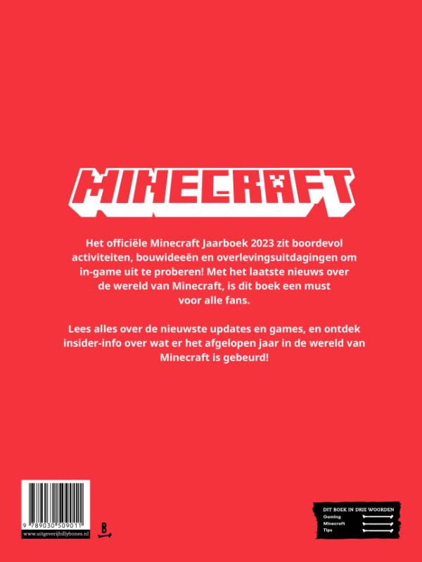 Achterkant van Minecraft Jaarboek 2023