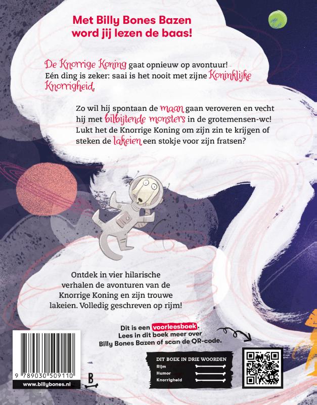 Achterkant van De Knorrige Koning knort de ruimte in