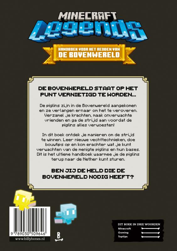 Achterkant van Minecraft Legends Handboek