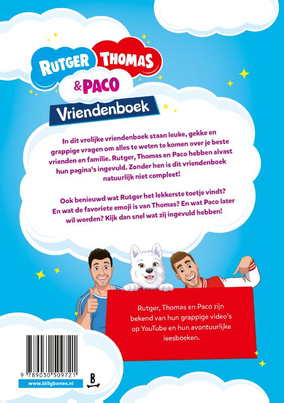 Achterkant van Rutger, Thomas & Paco Vriendenboek