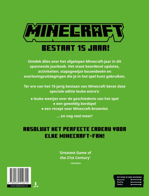 Achterkant van Minecraft Jaarboek 2025