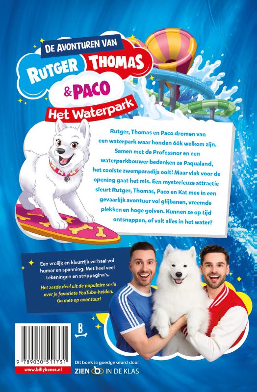 Achterkant van De avonturen van Rutger, Thomas en Paco - Het Waterpark