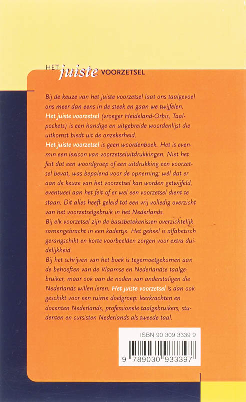 Achterkant van Het juiste voorzetsel