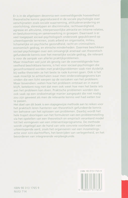 Achterkant van Sociale psychologie en praktijkproblemen