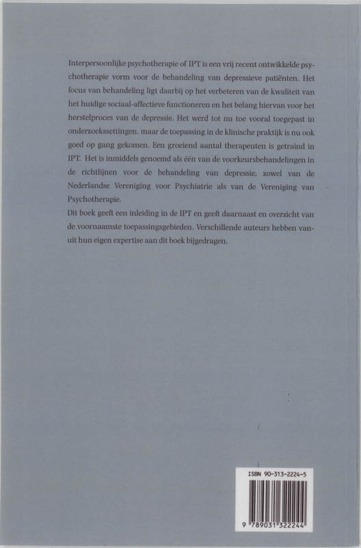 Achterkant van Inleiding in de interpersoonlijke psychotherapie