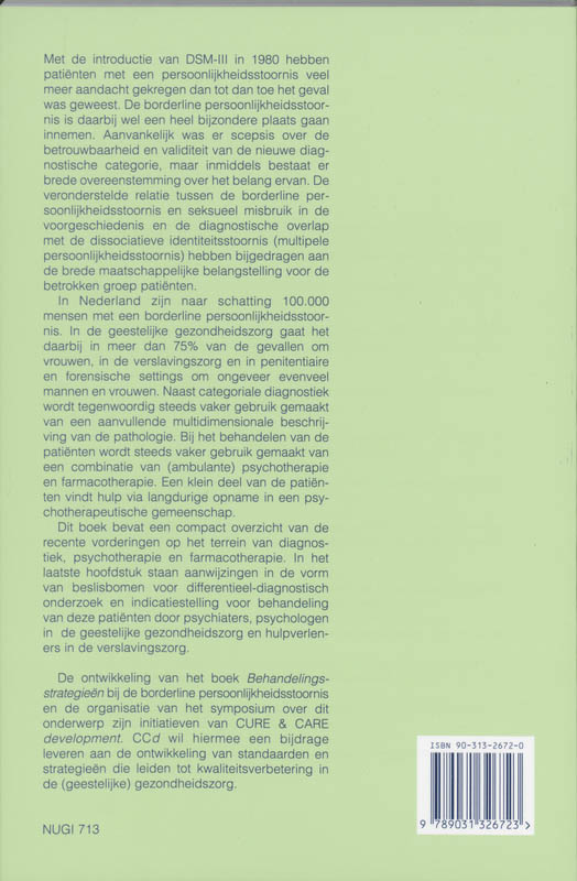 Achterkant van Behandelingsstrategieen bij de borderline persoonlijkheidsstoornis