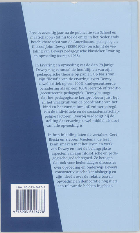 Achterkant van Ervaring en opvoeding