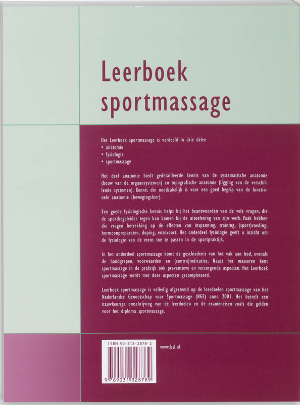 Achterkant van Leerboek sportmassage