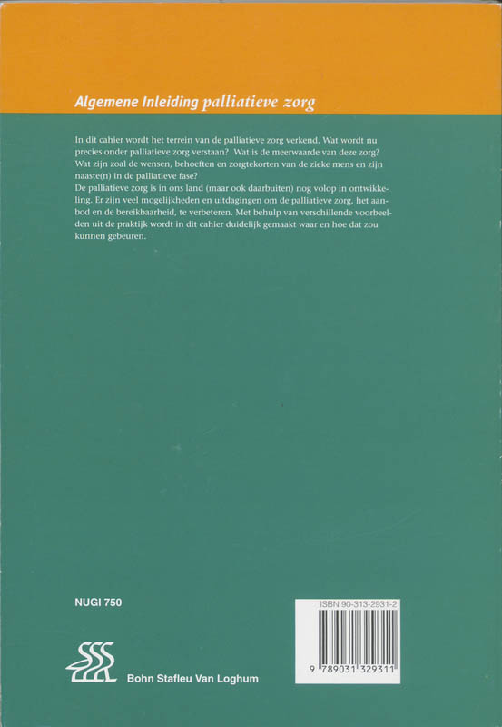 Achterkant van Algemene inleiding op palliatieve zorg