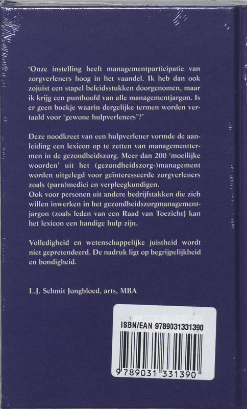 Achterkant van Lexicon zorg & management