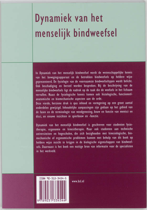 Achterkant van Dynamiek van het menselijk bindweefsel