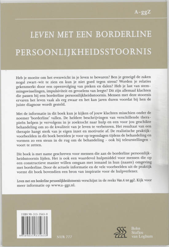 Achterkant van Leven met een borderline persoonlijkheidsstoornis