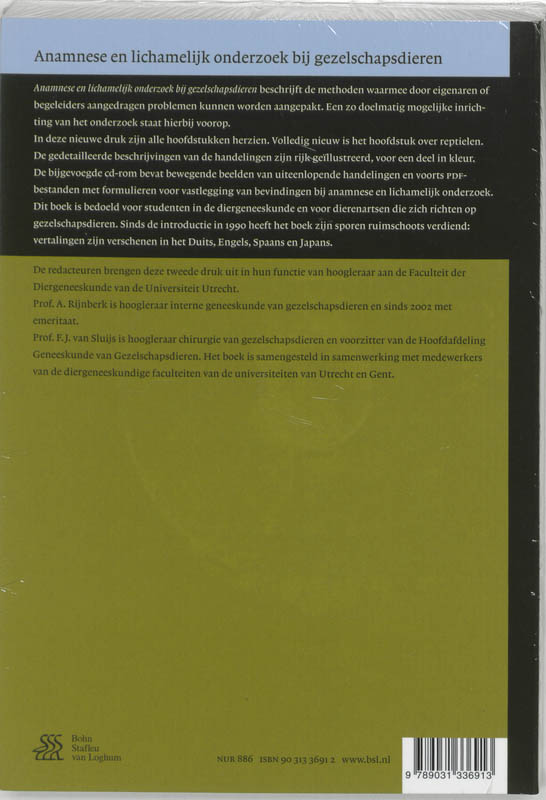 Achterkant van Anamnese lichamelijk onderzoek gezelschapsdieren