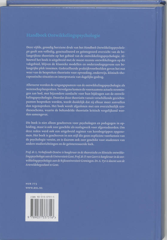 Achterkant van Handboek ontwikkelingspsychologie